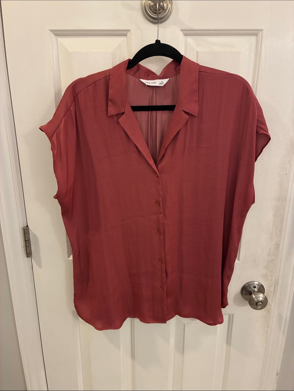 Nine West Mauve Silky Button-Down Dolman Blouse, XL